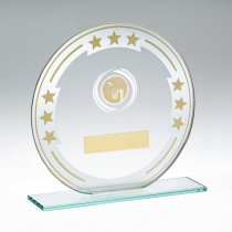 Jade/Silver/Gold Glass Netball Trophy | 140mm