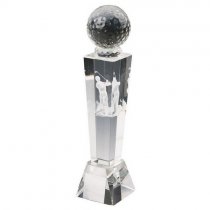 Crystal Golf Trophy with 3D Male Golfer inside (In Presentation Case) | 170mm | S20