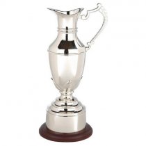 Nickel Plate Claret Jug on Wood Plinth with Band | 310mm |