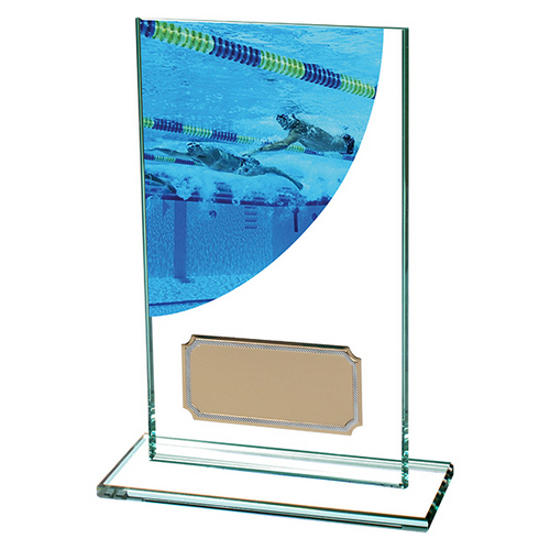 Colour Curve Swimming Jade Glass Trophy | 140mm |