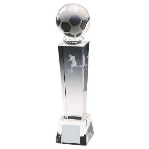 3D Crystal Column Football Trophy | Image inside | 165mm | S20