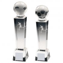 3D Crystal Column Football Trophy | Image inside | 165mm | S20