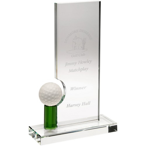 Fairway Tee Crystal Golf Trophy |10mm thick | 203mm |