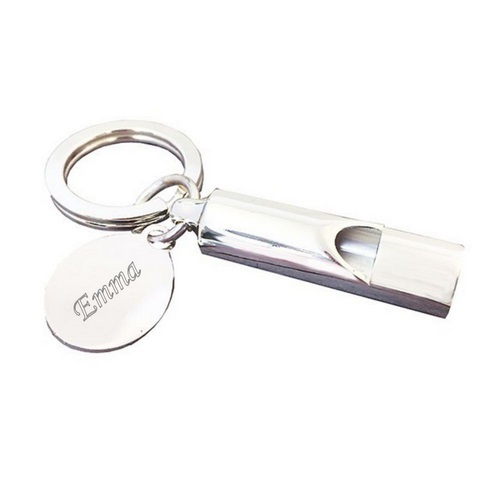 Security Whistle Key Chain | Silver Plate
