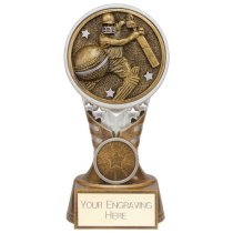 Ikon Tower Cricket Batsman Trophy | Antique Silver & Gold | 150mm | G24