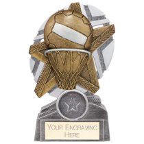 The Stars Netball Plaque Trophy | Silver & Gold | 130mm | G9