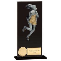 Euphoria Hero Glass Netball Trophy | Jet Black | 180mm |