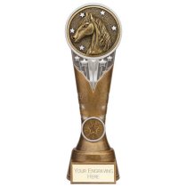 Ikon Tower Equestrian Trophy | Antique Silver & Gold | 225mm | G24