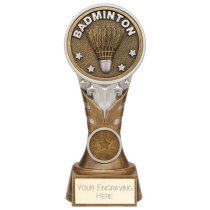 Ikon Tower Badminton Trophy | Antique Silver & Gold | 175mm | G24