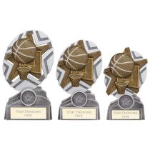 The Stars Basketball Plaque Trophy | Silver & Gold | 130mm | G9
