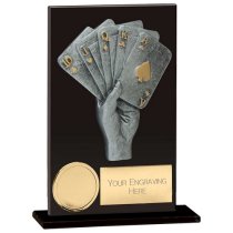 Euphoria Hero Cards Poker Glass Trophy | Jet Black | 125mm |