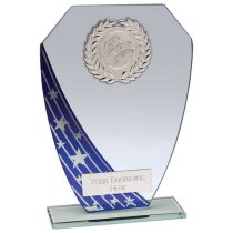 Starlight Hex Jade Glass Trophy | Blue | 165mm |