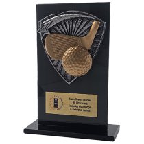 Jet Glass Shield Golf Trophy | 140mm | G25