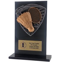 Jet Glass Shield Badminton Trophy | 140mm | G25