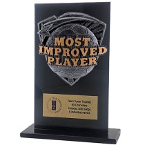 Jet Glass Shield Football Most Improved Player Trophy | 140mm | G25